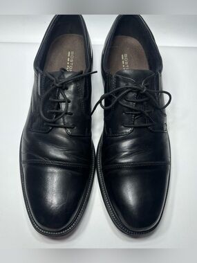 Boatonian Men's Black Leather Cap-Toe Lace-Up Shoes Size 14